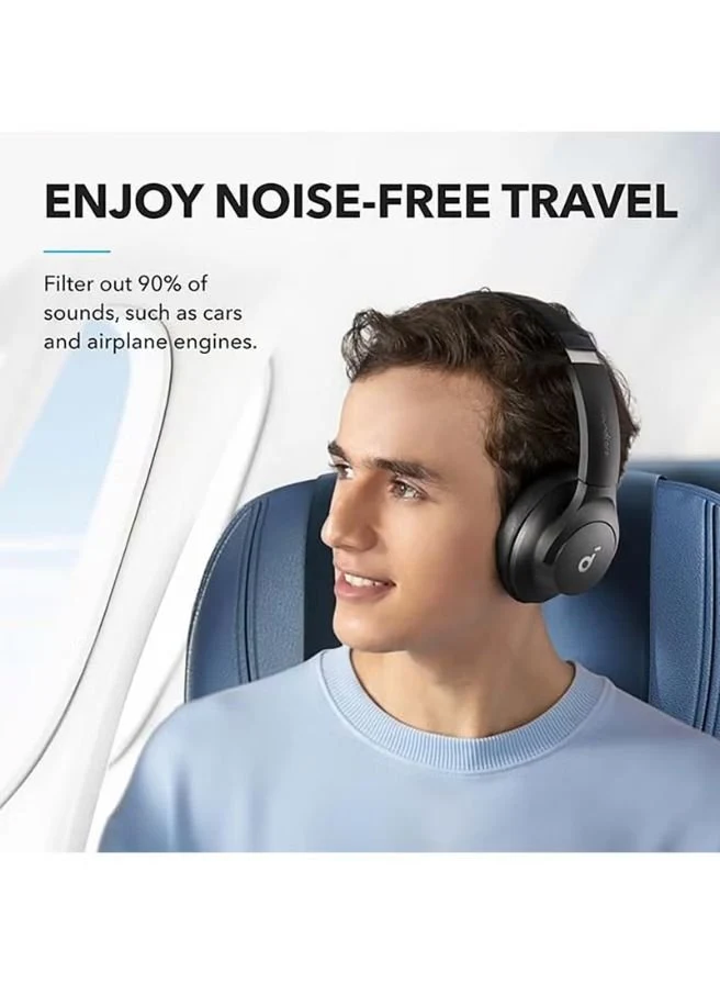 Anker Q20i Hybrid Active Noise Cancelling Headphones, Wireless Over-Ear Bluetooth, 40H Long ANC Playtime, Hi-Res Audio, Big Bass, Customize Via An App, Transparency Mode, Ideal For Travel Black - Image 2
