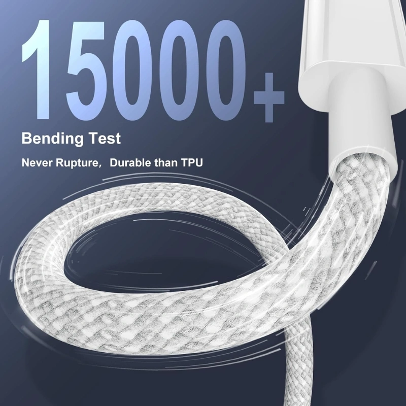 60W USB-C to USB-C Fast Charging Cable – 5A Nylon Braided Type-C Cable with Nickel-Plated Connectors, High-Speed Data Transfer for iPhone 15/16, iPad, Android & USB-C Devices - Image 6