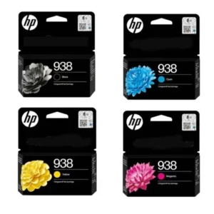 HP 938 Original Ink Cartridge 4-Pack Black/Cyan/Magenta/Yellow – Compatible with HP OfficeJet Pro 9720 / 9730 Wide Format Printers
