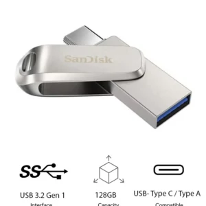 Sandisk 128GB Ultra Dual Drive with 400MB/s read speeds Luxe USB Type-C smartphone, tablets and Macs- SDDDC4-128G-G46