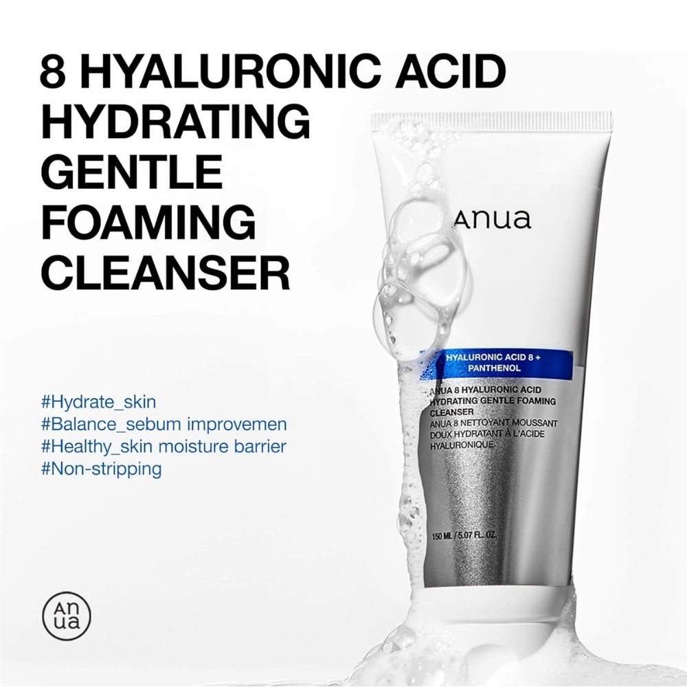 ANUA Hydrating Gentle Foaming Cleanser 150ml – Korean Face Wash with Hyaluronic Acid, Panthenol & Zinc | Deep Cleanser for Dry, Sensitive Skin - Image 3