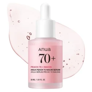 Anua Peach 70 Niacinamide Serum – Hydrating Korean Skincare, Vitamin B12 & Hyaluronic Acid, Lightweight Moisturizer for Dry Skin, Glass Skin & Dewy Finish, Natural Pink Color, 30ml / 1.01 fl. oz.