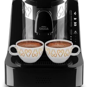 ARZUM OKKA Electric Turkish Coffee Maker | Fully Automatic, Anti-Spill System & Self-Cleaning Function | Perfect Foam, Black/Chrome (OK002C) 1 Year Manufacturig warranty