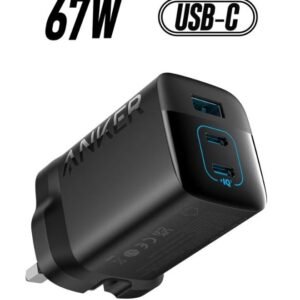 Anker 3-Port Wall Charger 67W – GaN Fast Charger with Dual USB-C & USB-A, Compact Multi-Device Fast Charging Adapter for MacBook, iPhone, Samsung & More