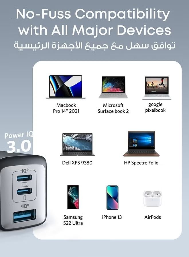 Anker 735 Charger Nano II 65W GaN – 3-Port USB-C & USB-A Fast Charger with PPS, Black - Image 2