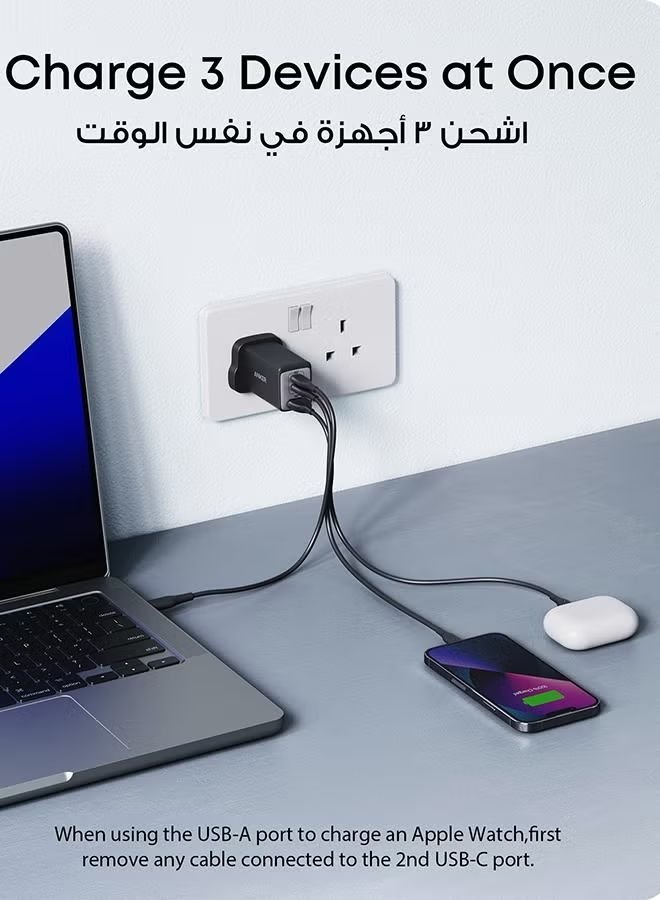 Anker 735 Charger Nano II 65W GaN – 3-Port USB-C & USB-A Fast Charger with PPS, Black - Image 4
