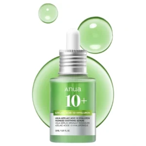 Anua Azelaic Acid 10% Redness Soothing Serum – Hyaluronic Acid & Niacinamide for Sensitive Skin, Spot Care & Hydration, Natural Green Color, Vegan Korean Skincare, Lightweight Facial Serum, 30ml / 1.01 fl. oz