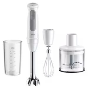 Braun MultiQuick 5 3-in-1 Hand Blender MQ50236 White – 1000W, 21 Speeds, Chopper, Whisk & Beaker