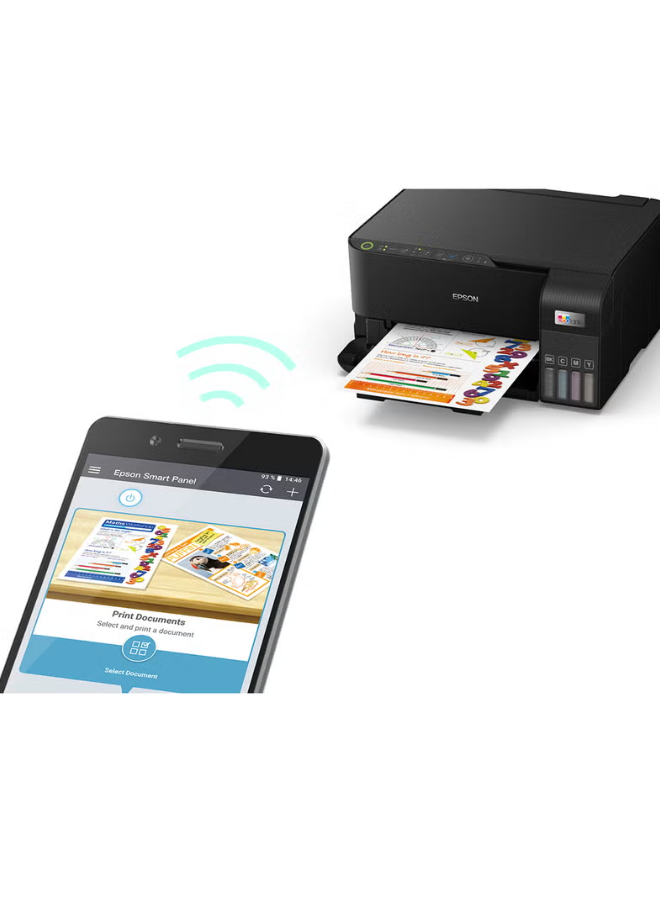 Epson EcoTank L3550 A4 Colour Ink Tank Printer – 3-in-1 Wi-Fi & Wi-Fi Direct, Print Scan Copy, Black - Image 3