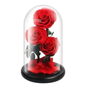 Preserved Flower in Glass Dome – Red Medium Rose, Forever Enchanted Handmade Gift for Mom, Wife, Girlfriend, Mother’s Day, Valentine’s Day, Birthday & Anniversary