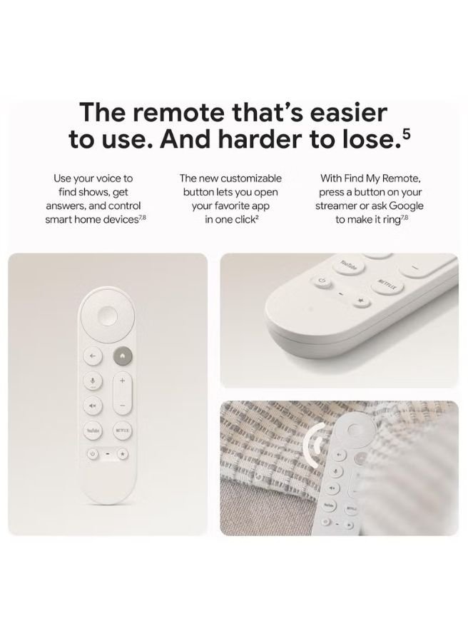 Google TV Streamer 4K - Fast Streaming Entertainment on Your TV with Voice Search Remote - Watch Movies, Shows, Live TV, and Netflix in 4K HDR - Smart Home Control - 32 GB of Storage - Porcelain Porcelain - Image 5