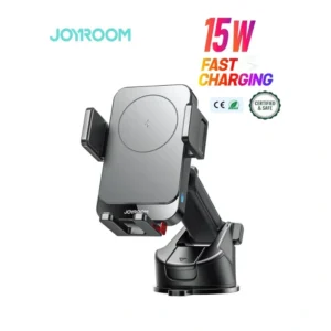 Joyroom JR-ZS241S 15W Wireless Car Charger Mount – Auto-Lock, One-Touch Release, Dashboard/Windshield Phone Holder, Anti-Shake Strong Grip, MagSafe & Qi Fast Charging for iPhone 16/15/14/13/12 & Samsung – Black