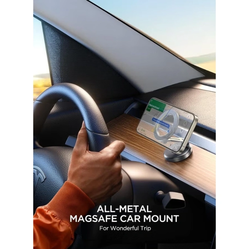 Joyroom JR-ZS403 MagSafe Car Mount – All-Metal Foldable Magnetic Phone Holder, 360° Rotation, N52 Strong Magnets, Dashboard Mount for iPhone 15/14/13 Series, Compact & Heat-Resistant – Dark Grey - Image 6