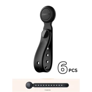 Joyroom JR-ZS422 Magnetic Silicone Cable Organizer Straps (6-Pack) – Reusable Adjustable Cable Ties with Lock Buckle, Strong Magnetic Clips for Desk, Car, Travel & Home – Black