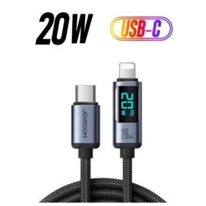 Joyroom S-CL020A16 USB-C to Lightning PD 20W Digital Display Cable – Fast Charging & Data Transfer, 1.2m Braided, Zinc Alloy Connector – Compatible with iPhone 14/13/12/11/X/XR/Pro Max – Black