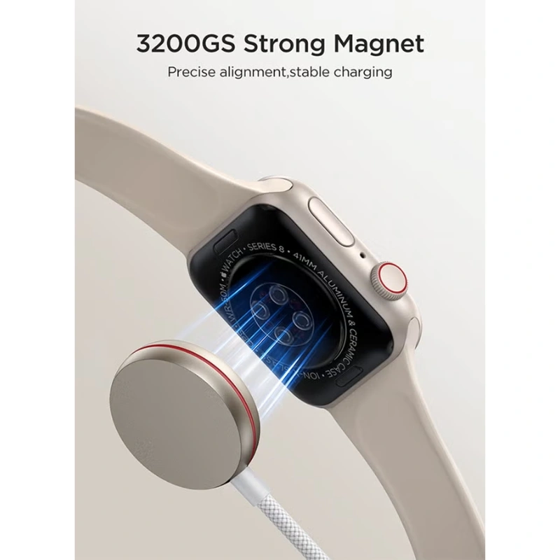 Joyroom S-IW011 Magnetic Apple Watch Charger – 3.5W Fast Wireless Charging, 1.2m USB-C Cable, 3200GS Strong Magnet, Smart Chip Safety, Aluminum Alloy Build – Compatible with All Apple Watch Series – White - Image 2