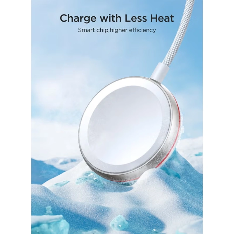 Joyroom S-IW011 Magnetic Apple Watch Charger – 3.5W Fast Wireless Charging, 1.2m USB-C Cable, 3200GS Strong Magnet, Smart Chip Safety, Aluminum Alloy Build – Compatible with All Apple Watch Series – White - Image 6