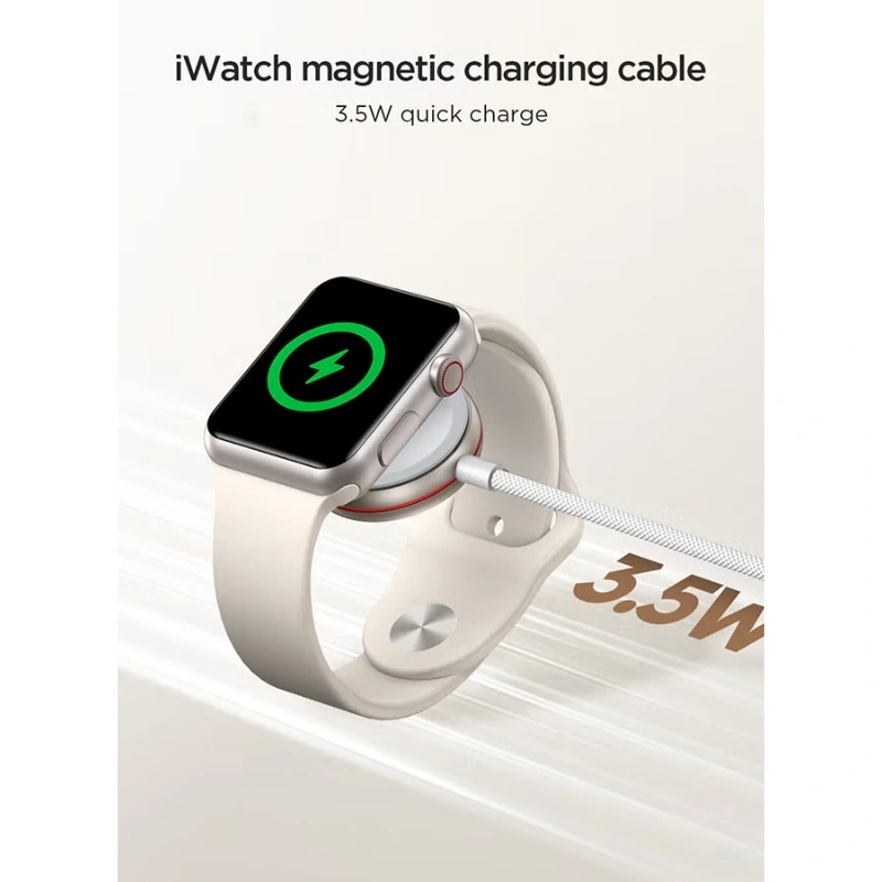Joyroom S-IW011 Magnetic Apple Watch Charger – 3.5W Fast Wireless Charging, 1.2m USB-C Cable, 3200GS Strong Magnet, Smart Chip Safety, Aluminum Alloy Build – Compatible with All Apple Watch Series – White - Image 3