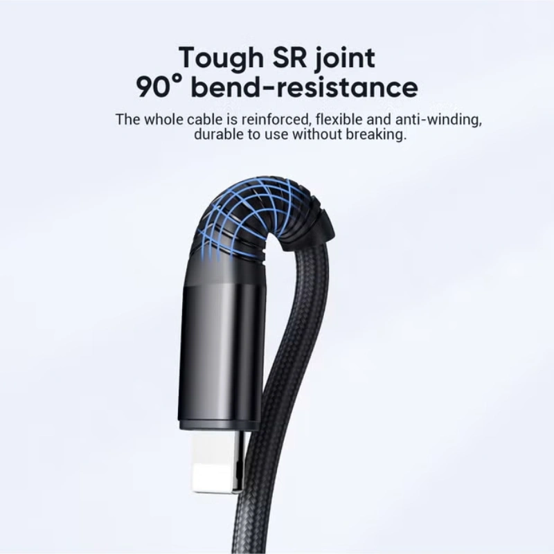 Joyroom S1230G4 3-in-1 Fast Charging Braided USB Cable – Lightning, Type-C & Micro USB, 2.4A High-Speed Charging, Durable Nylon, Anti-Tangle, 15000+ Bend Lifespan – Green - Image 4