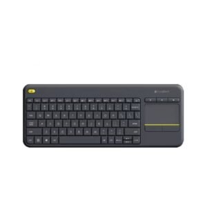 Logitech K400 Plus Wireless Livingroom Keyboard with Touchpad for Home Theatre PC Connected to TV, Customizable Multi-Media Keys, Windows, Android, Laptop/Tablet, Arabic Keyboard Black