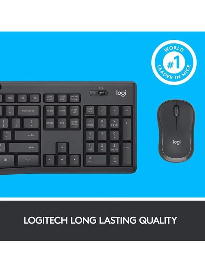 Logitech MK295 Silent Wireless Keyboard and Mouse Combo Black – 2.4GHz Wireless, Silent Touch Technology, Nano USB Receiver, 10m Range, English Arabic Layout - Image 5