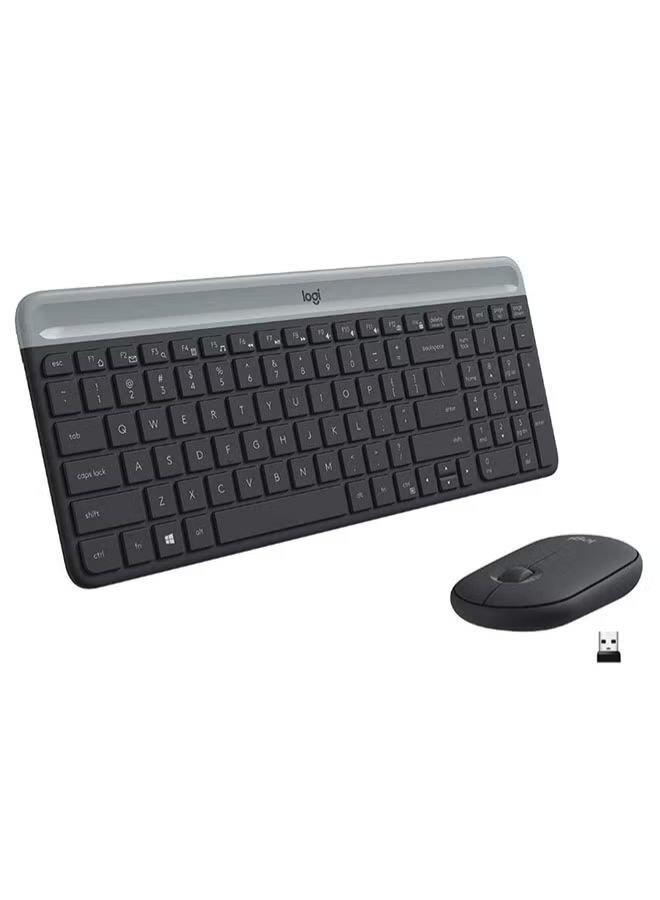 Logitech MK470 Slim Wireless Keyboard and Mouse Combo – Ultra-Thin Low Profile, Whisper-Quiet Typing, 2.4GHz USB Receiver, Long Battery Life, Optical Mouse, US English Layout – Black/Grey - Image 5