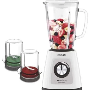 Blender | BlendForce Blender Smoothie Maker | Mixer | 2 Attachments | Glass Jug | Grinder and chopper accessories | Powelix Technology | 2 Years Warranty LM438127 White / Black / Silver
