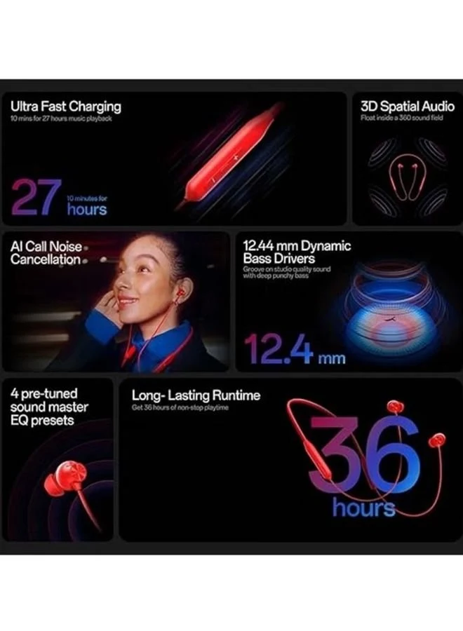 OnePlus Bullets Wireless Z3 Neckband Earphones – 12.4mm Dynamic Bass, 3D Spatial Audio, Bluetooth, 36-Hour Battery, Mambo Midnight - Image 2