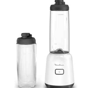 Moulinex Mix & Move Mini Blender 300W, Compact Personal Smoothie Maker with 2 To-Go Bottles, Easy-Clean Removable Blades, Single-Button Control – LM15F127