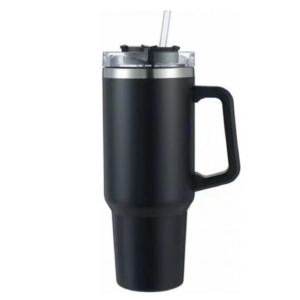 Thermos Travel Mug with Handle – Vacuum-Insulated Coffee Cup (Black)