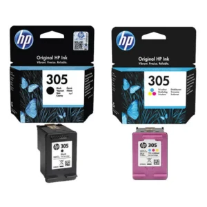 HP 305 Black Original Ink Cartridge Black (1) + HP 305 Tri-color Original Ink Cartridge(1) (3YM61AE/3YM60AE) | Works with HP DeskJet 2700, 2730, 4100 Printers Black/Multicolor