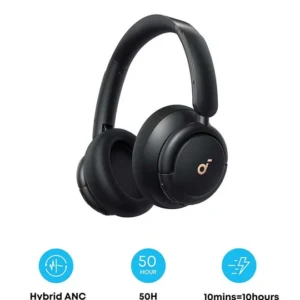 Soundcore Q30 by Anker, Hybrid Active Noise Cancelling Headphones with Travel Pouch, Multiple Modes, Hi-Res Audio, Custom EQ via App, 50H Playtime, Comfortable Bluetooth, Multipoint Connection Black Black