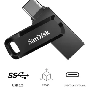 Sandisk 256 GB Ultra Dual Flash Drive Go USB Type-C,Read Speed 400 MBps,Write Speed 90 MBps, MicroSD, UHS-I, SDDDC3-256G-G46 256 GB