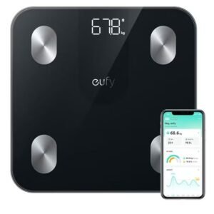 eufy Smart Scale A1 T9120 – Bluetooth Body Fat & BMI Digital Bathroom Scale, 12 Body Measurements, Black