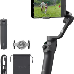 DJI Osmo Mobile 6 Smartphone Gimbal Stabilizer,OM Magnetic phone clamp, 3-Axis Phone Gimbal, Built-In Extension Rod, Android And iPhone Gimbal, Vlogging Stabilizer YouTube TikTok video, UAE Version With Official Warranty Support Black