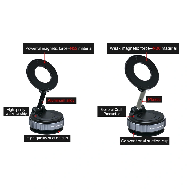 Magnetic Car Phone Holder with Vacuum Suction – 360° Adjustable Magnetic Phone Mount for Car, Desk, Gym & Smooth Surfaces, Strong Suction, Portable Design - Image 4