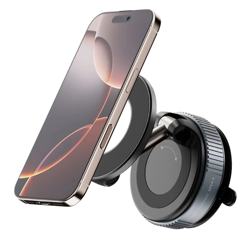Magnetic Car Phone Holder with Vacuum Suction – 360° Adjustable Magnetic Phone Mount for Car, Desk, Gym & Smooth Surfaces, Strong Suction, Portable Design - Image 2