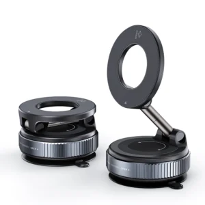 Magnetic Car Phone Holder with Vacuum Suction – 360° Adjustable Magnetic Phone Mount for Car, Desk, Gym & Smooth Surfaces, Strong Suction, Portable Design